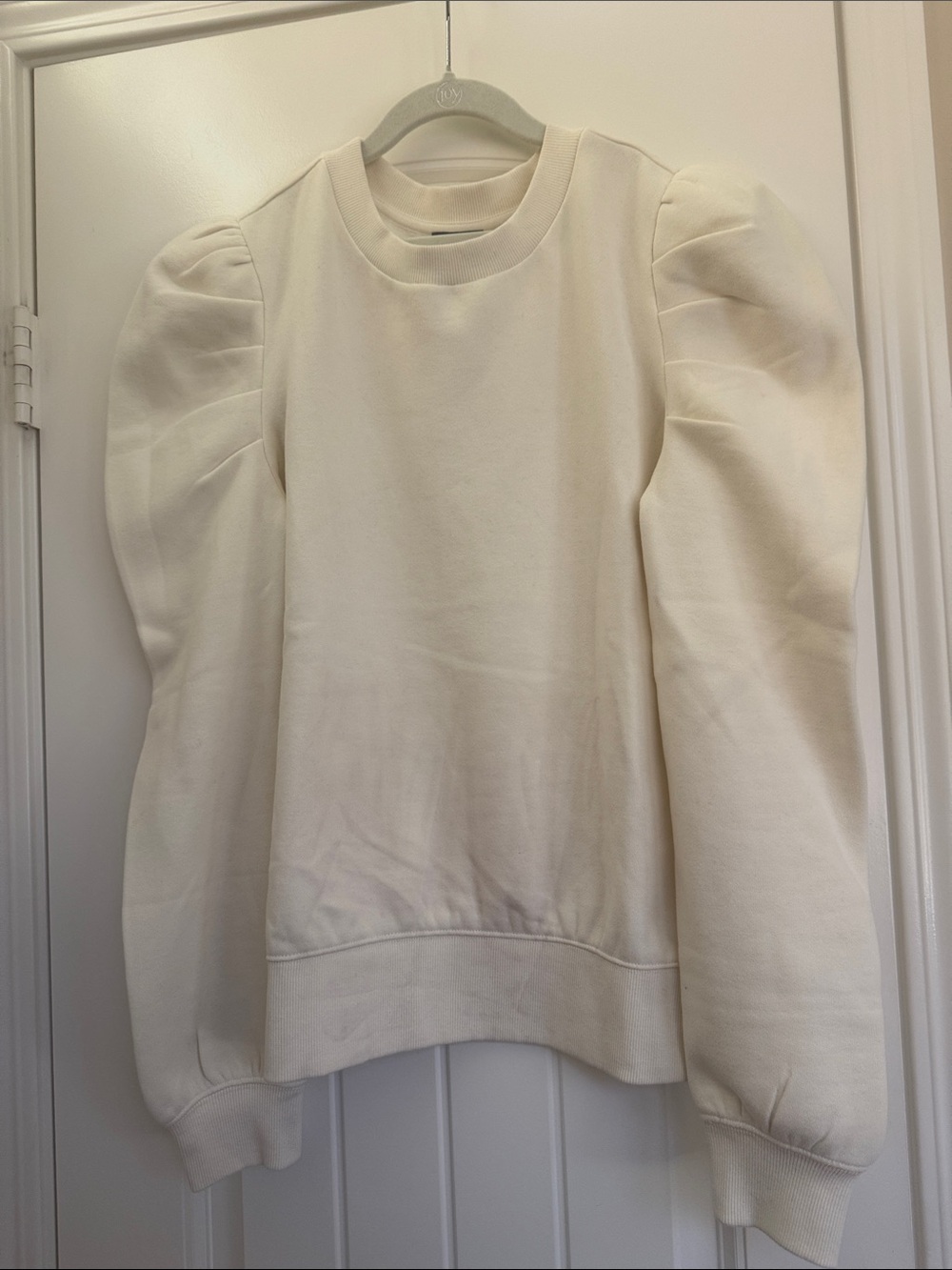 NWT Express Cream Crewneck Sweatshirt with Ribbed Collar Size S